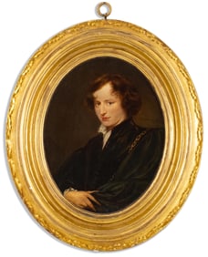 After Anthony Van Dyck, Self-Portrait Hand Painting on Porcelain, 20th Century