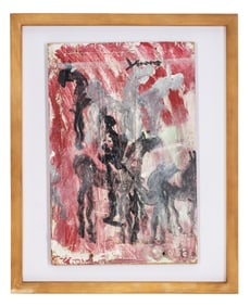 NR Purvis Young American Expressionist Painting on Wood Panel