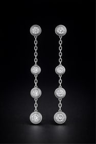 Cartier 18K White Gold Diamond Drop Earrings, signed