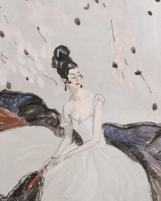 Jean-Gabriel Domergue Watercolor and Gouache Painting, 1923, Signed