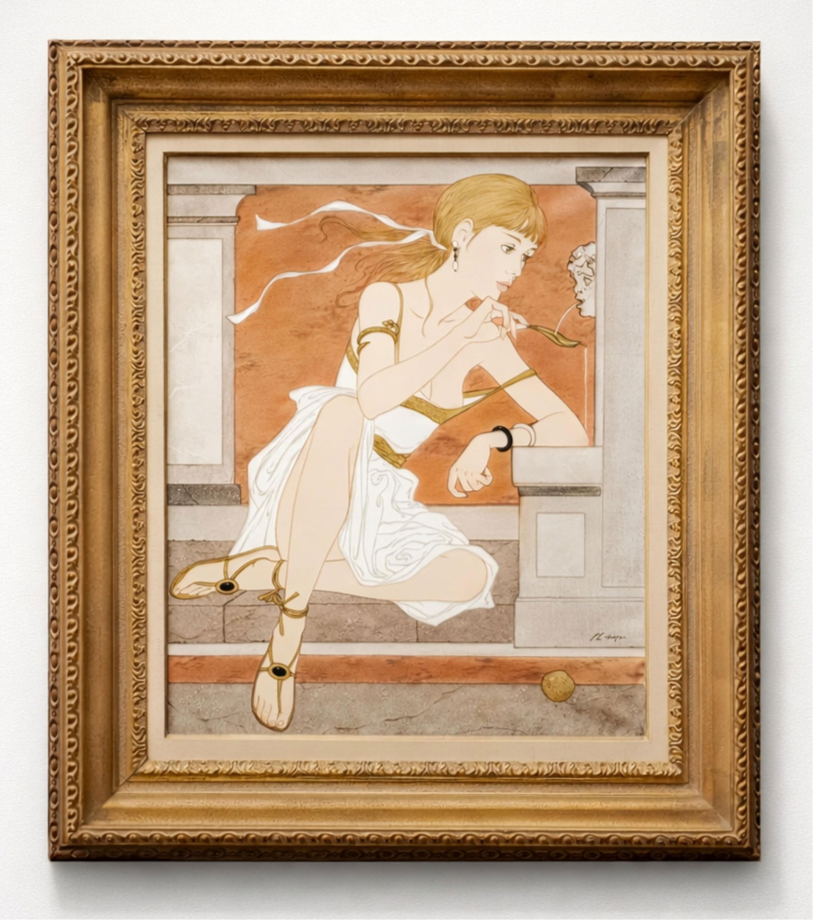 Large Philippe Henri Noyer Signed Oil and Ink On Canvas Painting (1 of 9)