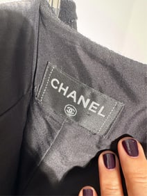 Chanel Designer Vintage Black Crepe Skirt with Silk Lining and Pockets