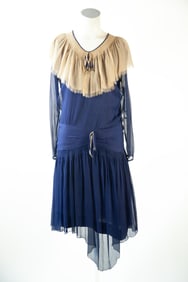 Original Roaring 20's Silk Chiffon Flapper Dress,1920s