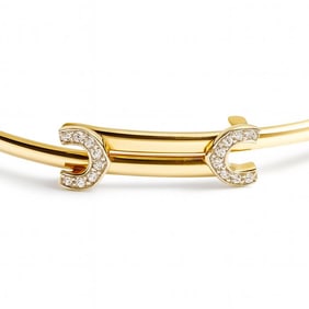 Vintage Cartier C-Band 18K Gold and Diamond Bracelet