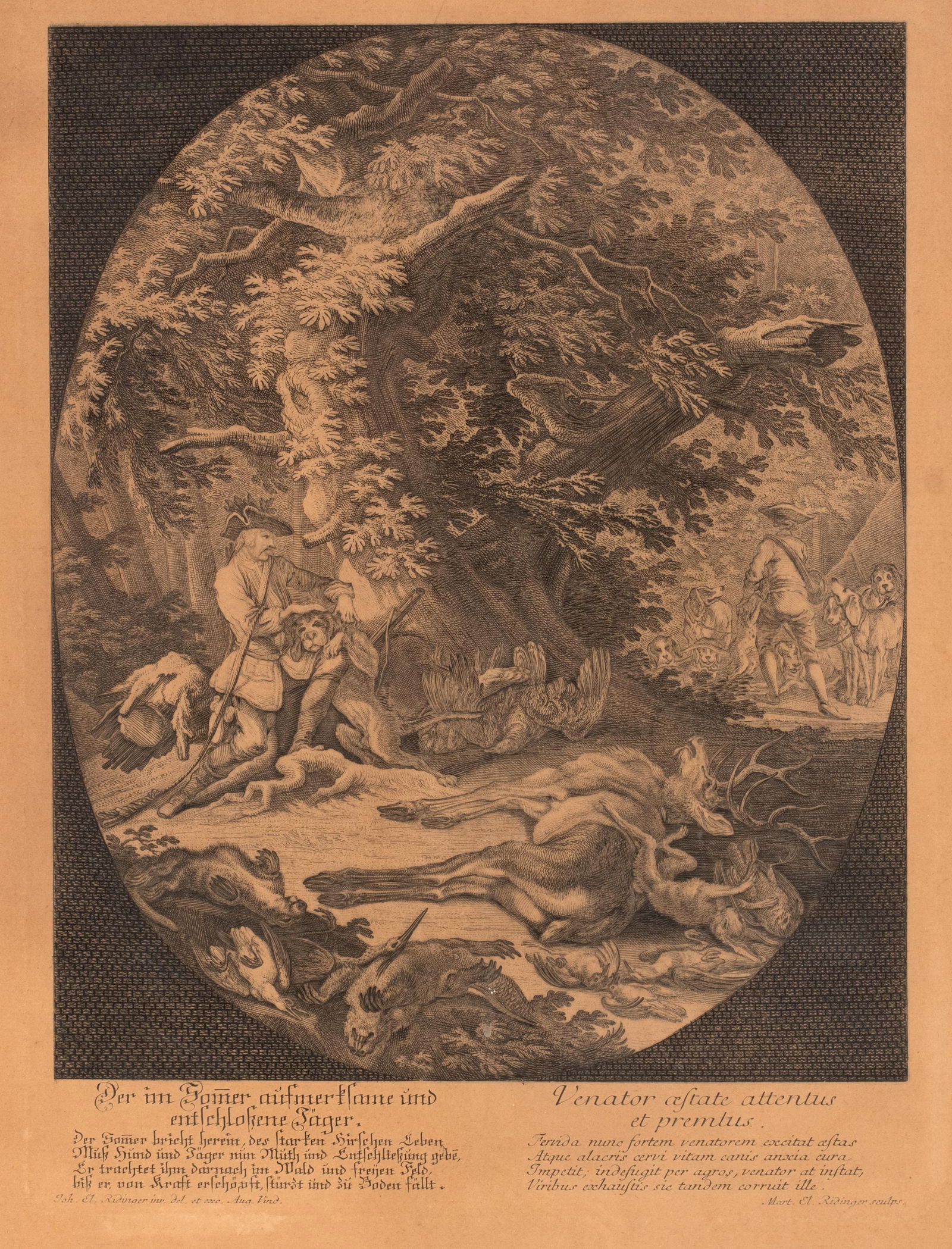 Johann Elias Ridinger German 18th Century Hunting Engraving (1 of 8)