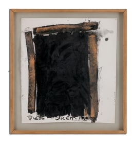 Michael Goldberg Abstract Oilstick, Charcoal, and Ink on Paper 1980, Christie's Label, signed