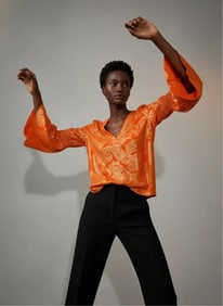 Michael Kors, Orange and Gold Silk Top NWT