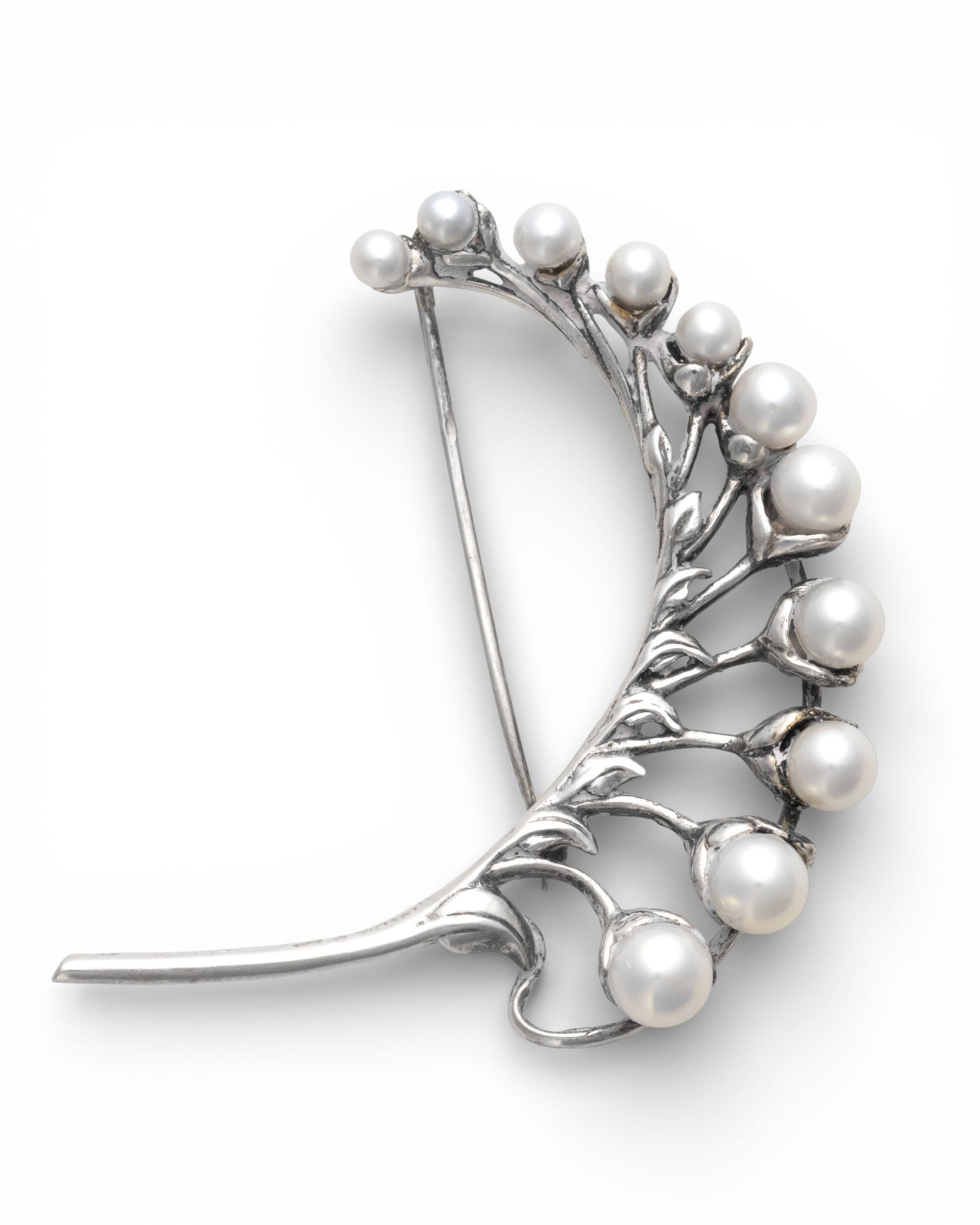 Jarmila Mucha Plockova Silver and Cultured Pearl Brooch, After Alphonse Mucha, Limited Edition (1 of 4)