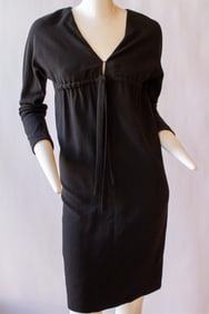 Nina Ricci, "Mademoiselle Ricci", Silk Lined, Black, Wool Crepe, Empire Waist, Dress, 1960s