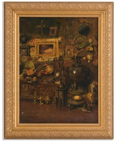 William Merritt Chase, Signed Interior Of The Artist's Studio Oil on Canvas Painting, Early 20th