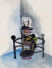 Francis Bacon mixed-media watercolor, ink and gouache painting on paper signed