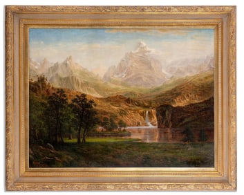 Albert Bierstadt, Signed, American 19th Century, Oil on Canvas Landscape Painting
