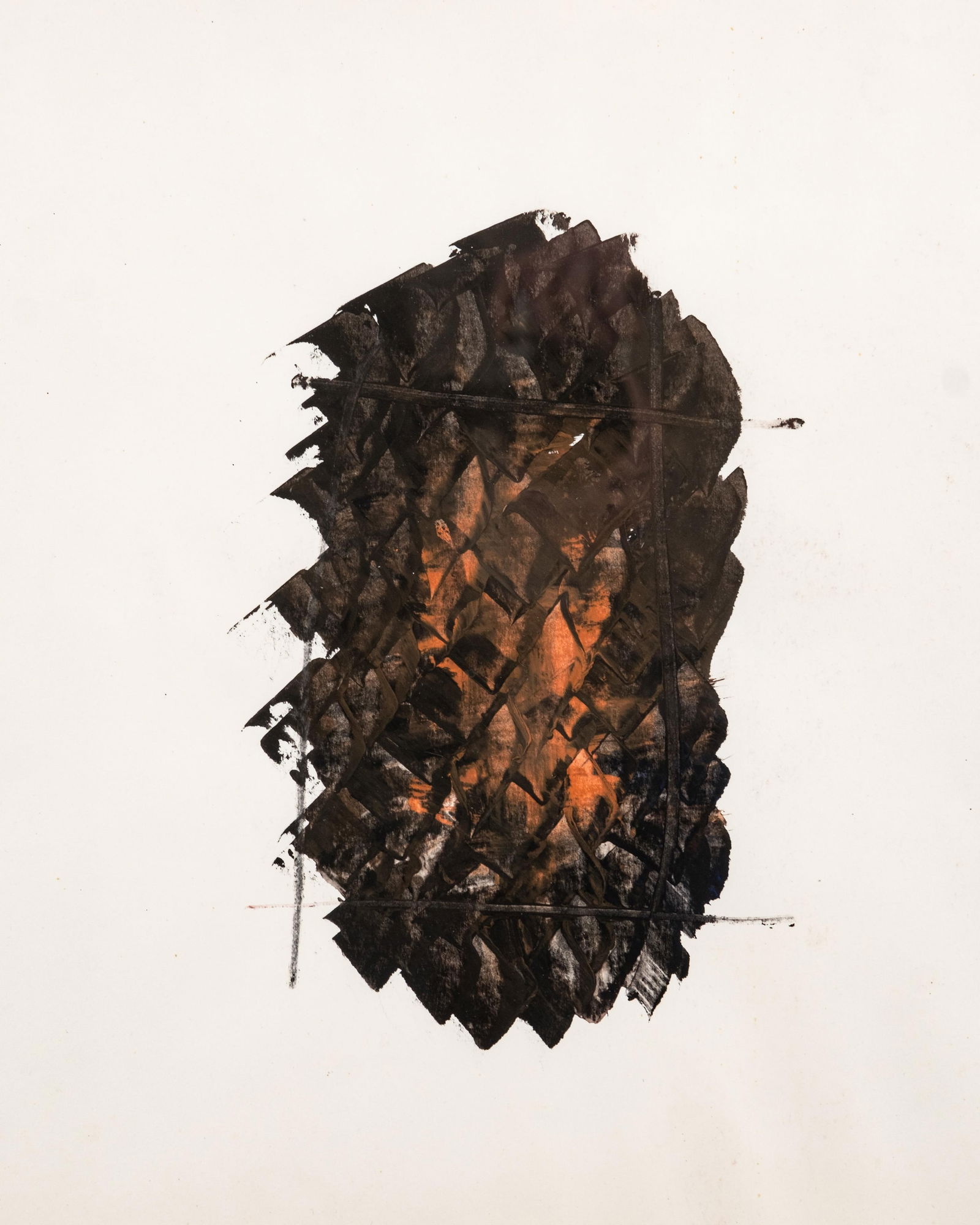 Antonio Palou Signed Abstract Lithograph Enhanced with Gouache, 20th Century: Keywords: Post-war abstraction, Spanish modernism, Abstract expressionist influence, Minimalist graphic art, 1970s contemporary art, European studio print, Antoni Tàpies style, Pierre Soulages