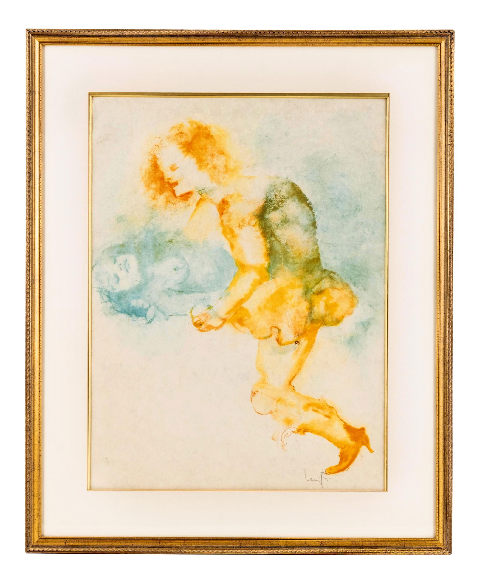 Leonor Fini Color Lithograph, Romeo & Juliet (c. 1970s) Artist Hand Signed: Keywords: Surrealism, Argentine-French artist, color lithograph, Paris printer, romantic couple, ethereal figure, 20th-century print, Shakespeare, hand-signed, modern figurative Leonor Fini.