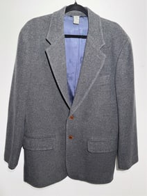Men's Grey Wool Designer Blazer Jacket, Label Removed, 38R