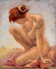 Jacqueline Tollet-Loeb Signed French Nude Study Oil Painting