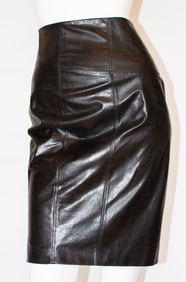 Versace Black Leather Pencil Skirt