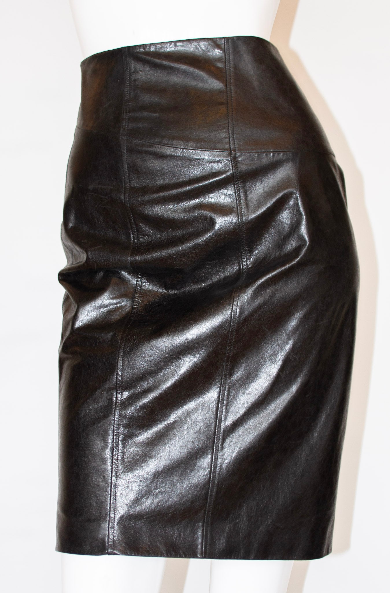 Versace Black Leather Pencil Skirt (1 of 10)