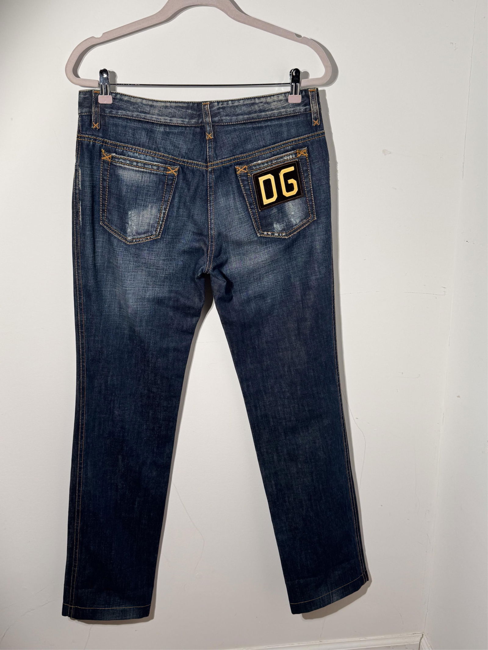 Dolce Gabbana Jeans with Velvet and Rhinestone, Belt Waist 32", Inseam 33", Length 42" - 6
