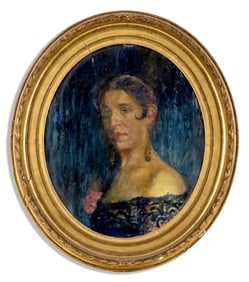 Vienna Secession Jugendstil painting of a young woman executed in oil on tin circa 1900