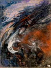 Modern School, Symbolist Composition with a Woman and Hand, Pastel Painting on Paper, Monogrammed