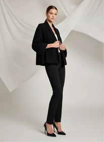 Vintage Black Textured Waist Swing Blazer