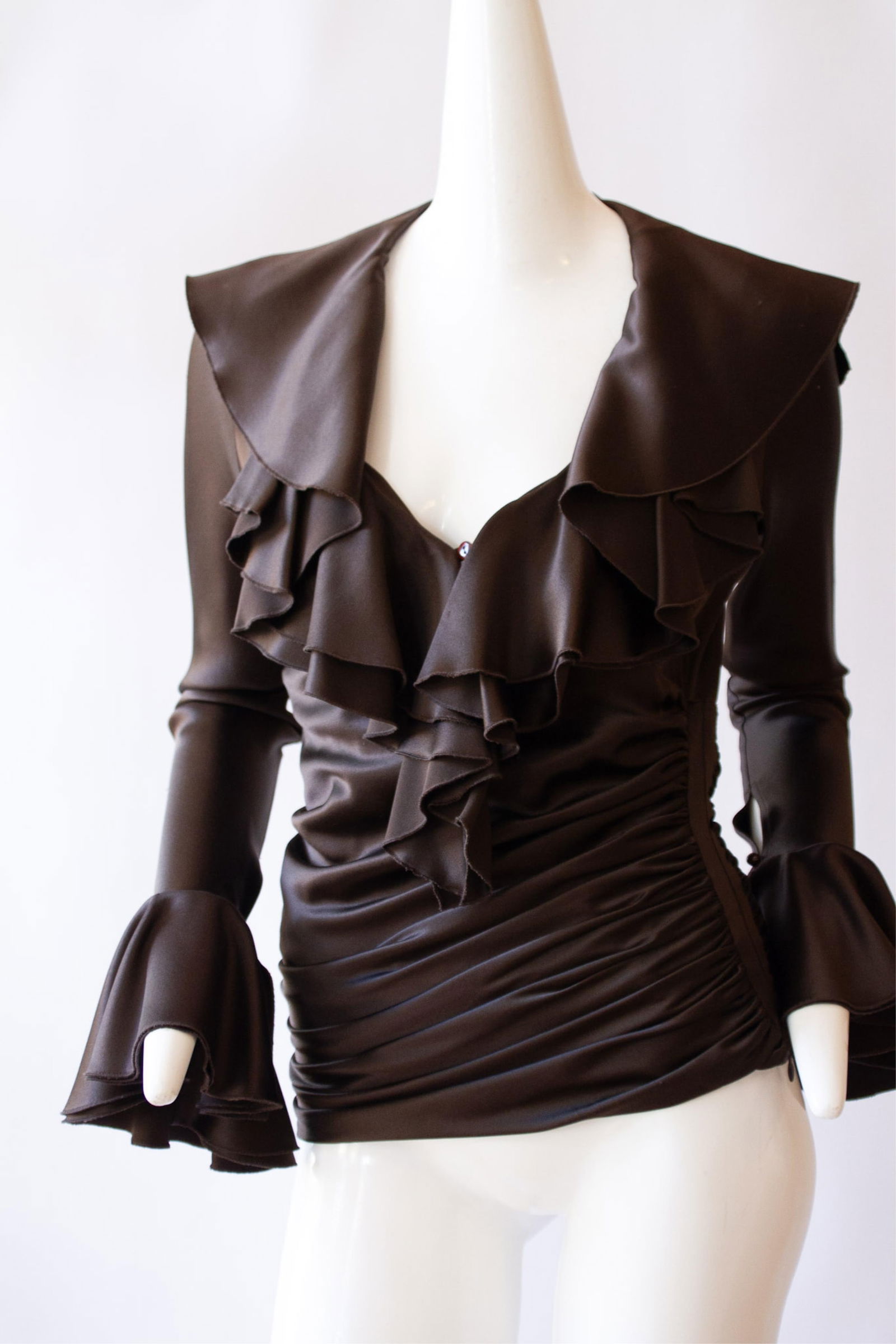 Jean-Louis Scherrer, Designer Vintage 100% Silk Chocolate Blouse EU 40 / US 10 (1 of 7)