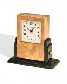 Cartier Art Deco Bronze Travel Clock on Pivot Base