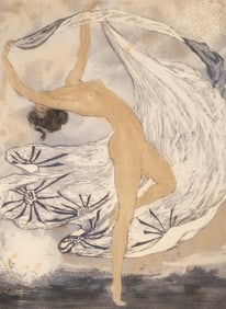 Ernst T. Rosen Signed “Der Serpentinentanz" Color Aquatint, Circa 1890s