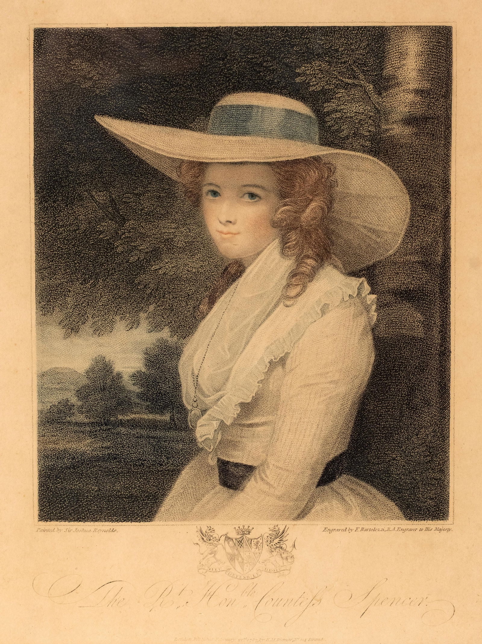 After Sir Joshua Reynolds, “The Right Hon. Countess Spencer" Stipple Engraving, Circa 1787 (1 of 6)