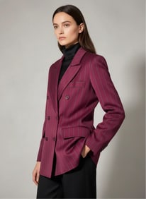 Saint Laurent, Maroon Stripe Double-Breasted Blazer