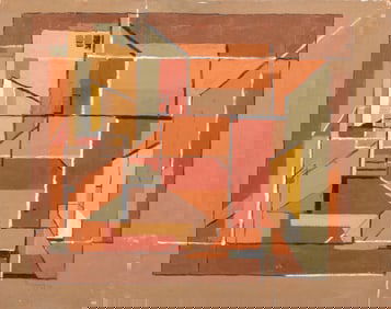 Charles Bunnell Signed Abstract Oil Painting, 1952