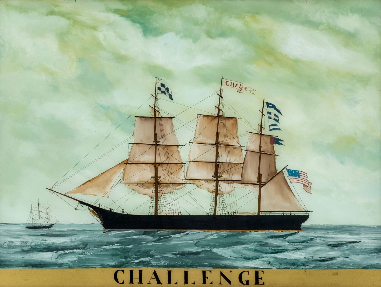 19th Century Maritime Ship Portrait Painting, Challenge, Watercolor and Gouache on Paper (1 of 10)
