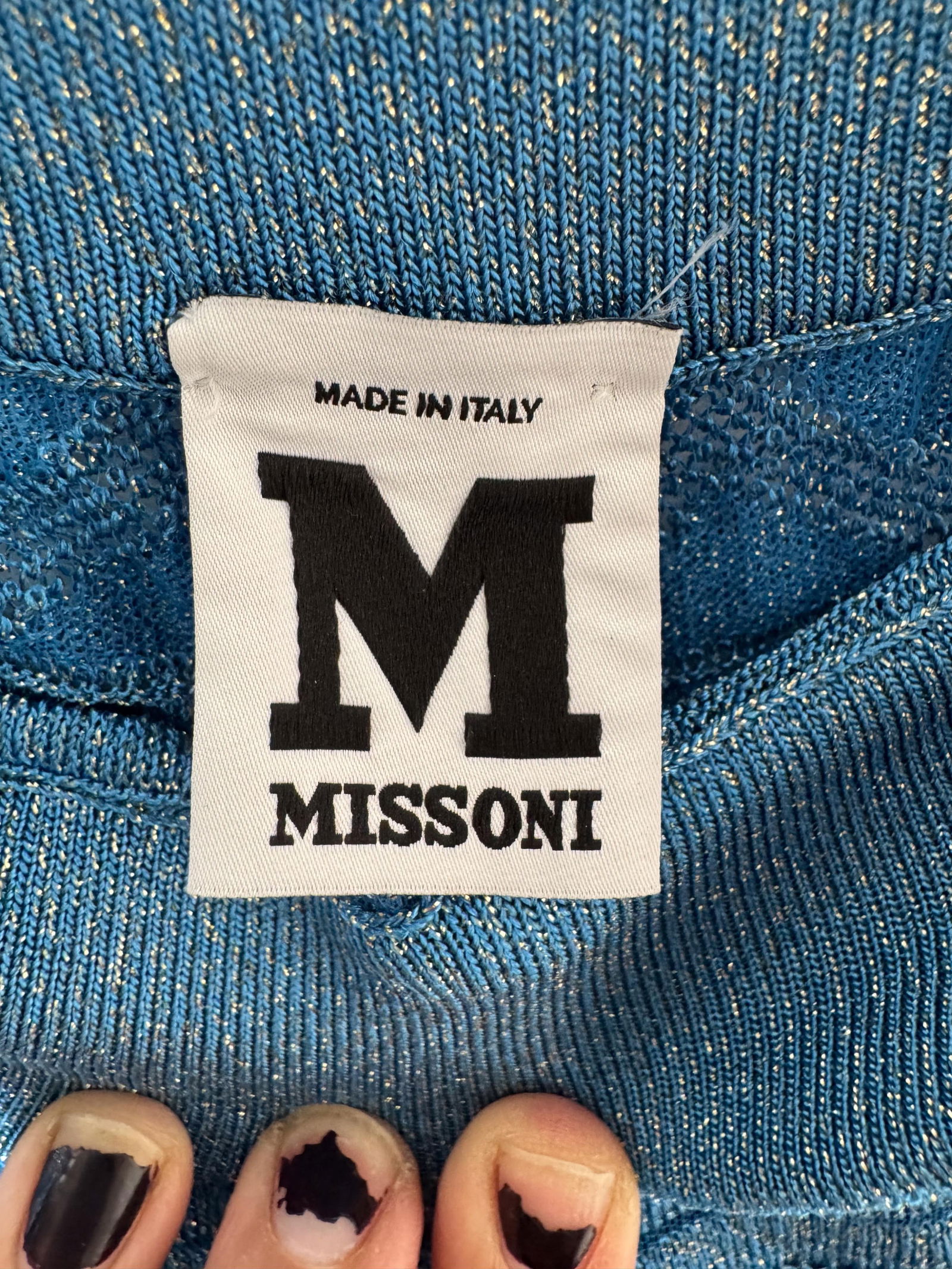 Missoni, Made in Italy Metallic Blue Lurex Palazzo Pants with Short Liner - 2