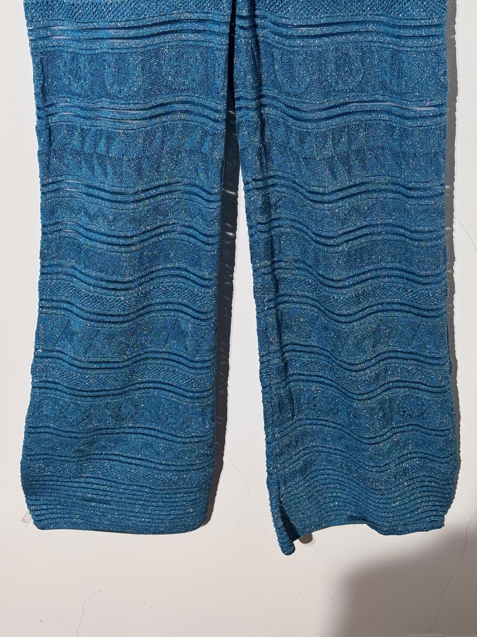Missoni, Made in Italy Metallic Blue Lurex Palazzo Pants with Short Liner - 4