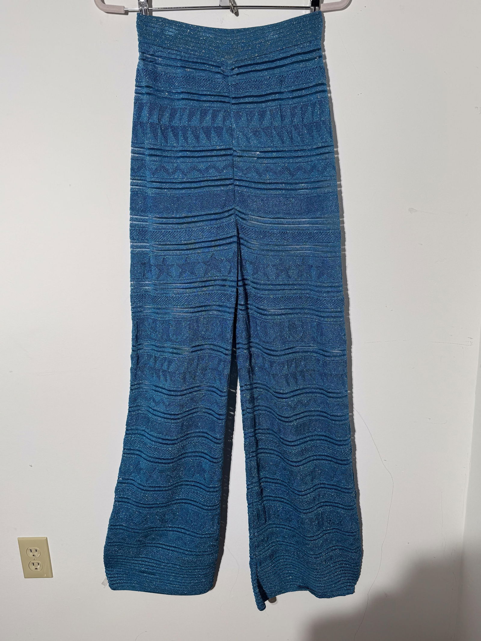 Missoni, Made in Italy Metallic Blue Lurex Palazzo Pants with Short Liner - 6