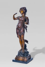 After Auguste Moreau (French 1834-1917)French Art Nouveau Patinated Tall 2ft Bronze Figural