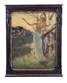 Emile Brunet, Oil on Canvas Art Nouveau Painting, Signed, Dated 1897