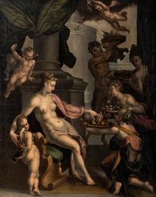 Bartholomeus Spranger Venus Honored by Nymphs Oil on Canvas Painting, 17th Century