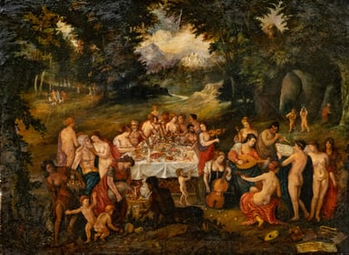 Flemish School Mythological Feast Painting, 17th–18th Century
