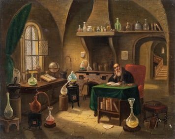 Dutch School, 17th–18th Century Oil Painting, The Alchemist