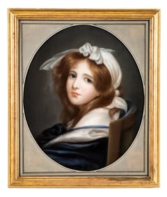 Jean-Baptiste Greuze,,attrib. Young Girl Pastel Painting, Late 18th -Early 19th C