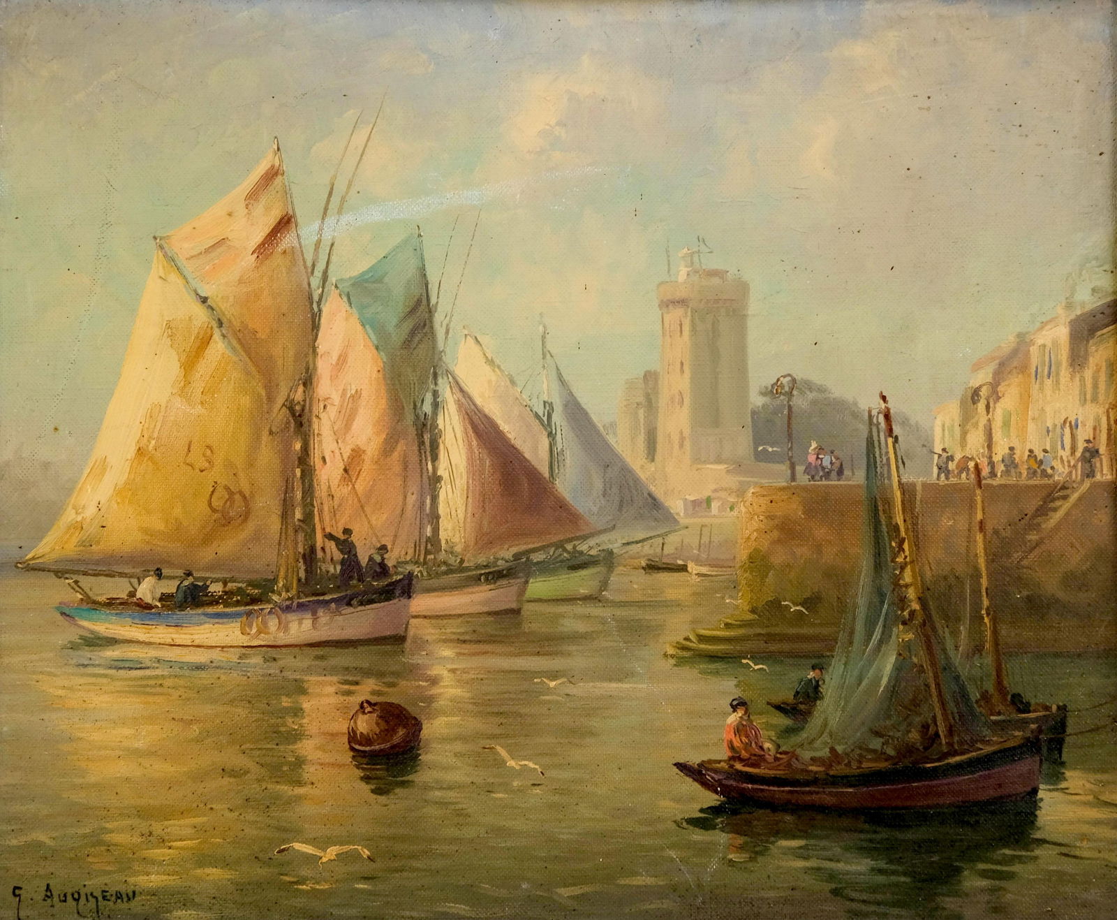 Signed Gabriel Augizeau, Les Sables d'Olonne and Arundel Castle, Oil Painting, Circa1925 (1 of 11)