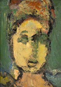 Gérard Cabus French Modernist Portrait Painting, Circa 1965, Signed