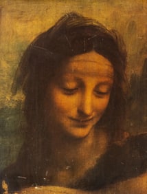 French School, St. Anne Oil on Panel Painting