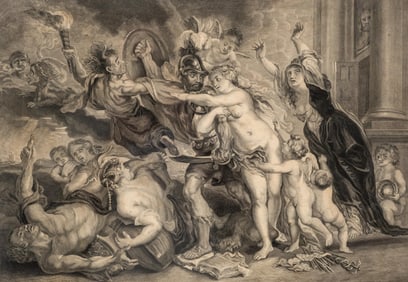 Jean-Jacques Avril After Rubens Mars Leaving for War Engraving, 1778
