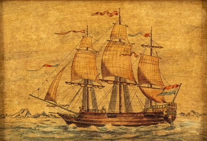 Marchand Hollandais Seicle XVII, Maritime Painting On Wood Panel