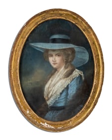 French School 18th-19th C. Pastel Portrait Painting