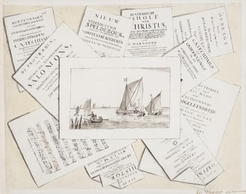 G. Wenteler Trompe-l'oeil Still Life, Wash and Watercolor on Paper, 18th Century, Signed