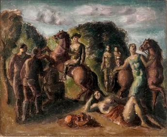Léon Drivier, Scene in the Antique, Oil on Canvas Painting, Signed Verso